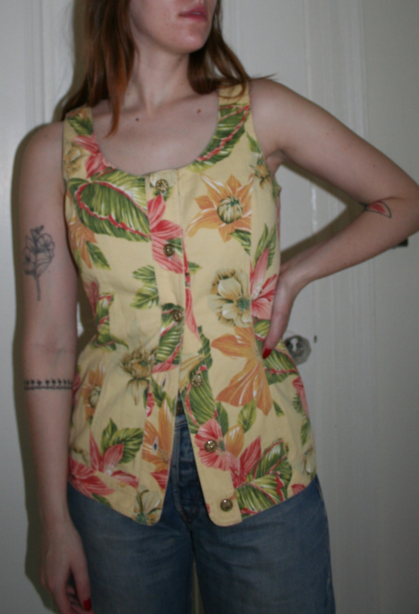 Vintage Tropical Bustier Tank