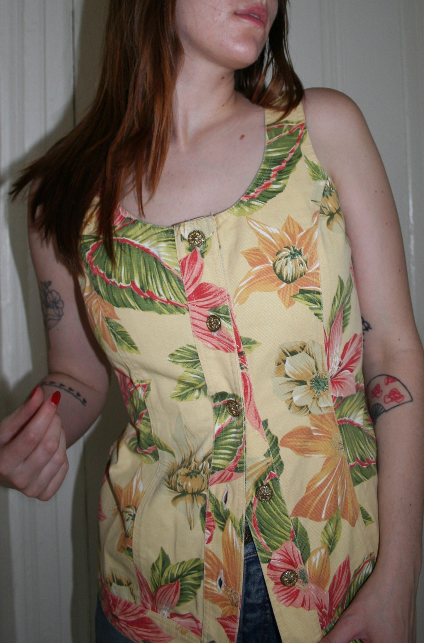 Vintage Tropical Bustier Tank