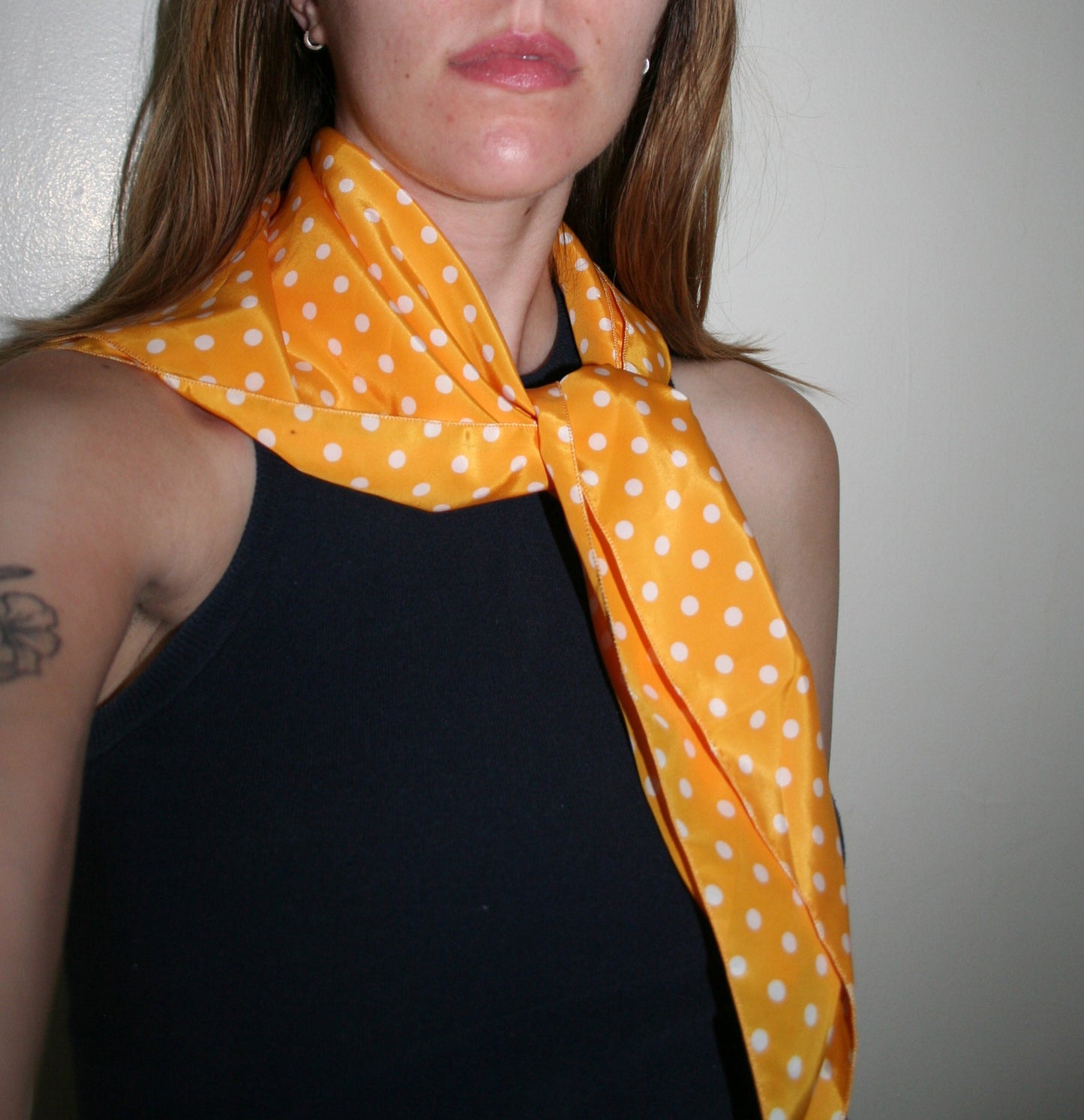 Vintage Yellow Polka Dot Scarf