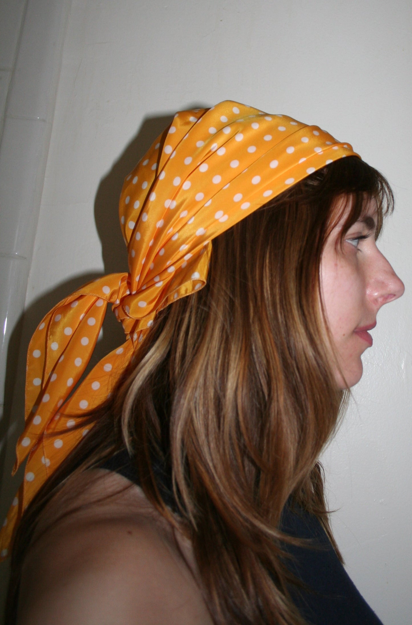 Vintage Yellow Polka Dot Scarf