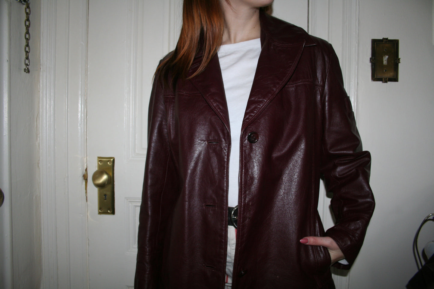 Vintage Burgundy Leather Jacket